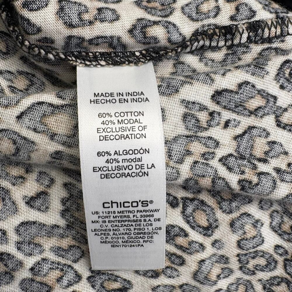 Chico's Leopard Print 3-D Cat Silhouette 3/4 Sleeve Casual‎ Top Womens Sz L - Picture 5 of 6